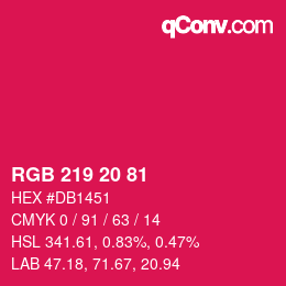 颜色代码: RGB 219 20 81 | qconv.com