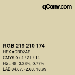 Color code: RGB 219 210 174 | qconv.com