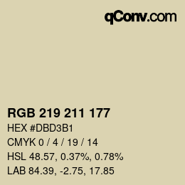 Color code: RGB 219 211 177 | qconv.com
