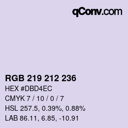 カラーコード: RGB 219 212 236 | qconv.com