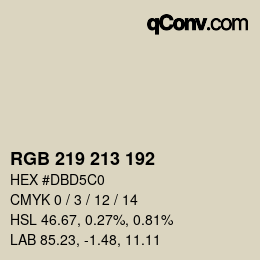 カラーコード: RGB 219 213 192 | qconv.com