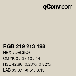 Código de color: RGB 219 213 198 | qconv.com