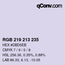 Color code: RGB 219 213 235 | qconv.com