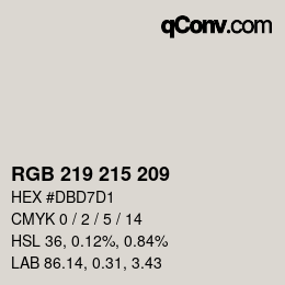 カラーコード: RGB 219 215 209 | qconv.com