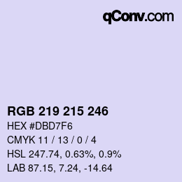 Color code: RGB 219 215 246 | qconv.com