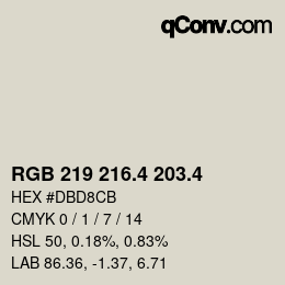 カラーコード: RGB 219 216.4 203.4 | qconv.com