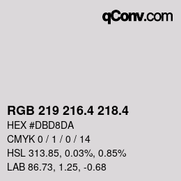 カラーコード: RGB 219 216.4 218.4 | qconv.com