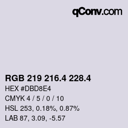 カラーコード: RGB 219 216.4 228.4 | qconv.com