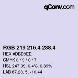 カラーコード: RGB 219 216.4 238.4 | qconv.com