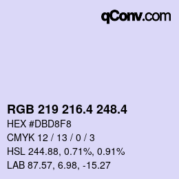 カラーコード: RGB 219 216.4 248.4 | qconv.com