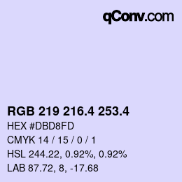 カラーコード: RGB 219 216.4 253.4 | qconv.com