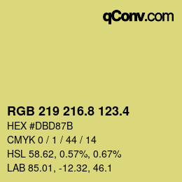 カラーコード: RGB 219 216.8 123.4 | qconv.com