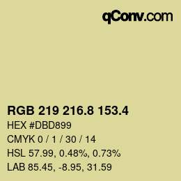 カラーコード: RGB 219 216.8 153.4 | qconv.com