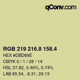 カラーコード: RGB 219 216.8 158.4 | qconv.com