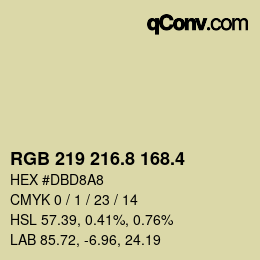 カラーコード: RGB 219 216.8 168.4 | qconv.com