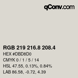 カラーコード: RGB 219 216.8 208.4 | qconv.com