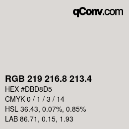カラーコード: RGB 219 216.8 213.4 | qconv.com