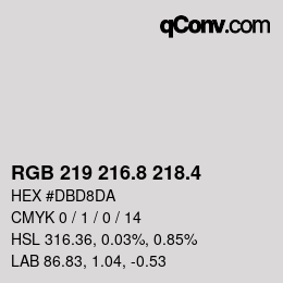 カラーコード: RGB 219 216.8 218.4 | qconv.com