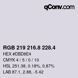 カラーコード: RGB 219 216.8 228.4 | qconv.com