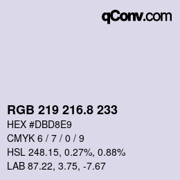 カラーコード: RGB 219 216.8 233 | qconv.com