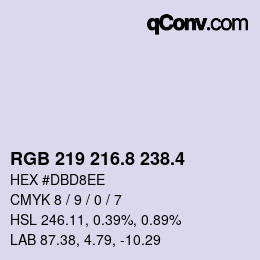 カラーコード: RGB 219 216.8 238.4 | qconv.com