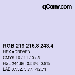 カラーコード: RGB 219 216.8 243.4 | qconv.com