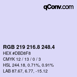 カラーコード: RGB 219 216.8 248.4 | qconv.com