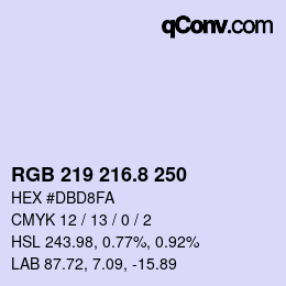 カラーコード: RGB 219 216.8 250 | qconv.com