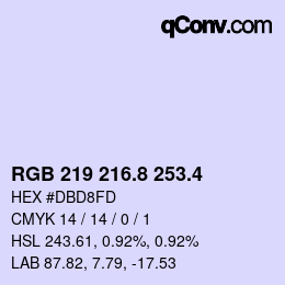 カラーコード: RGB 219 216.8 253.4 | qconv.com
