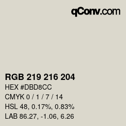 Color code: RGB 219 216 204 | qconv.com