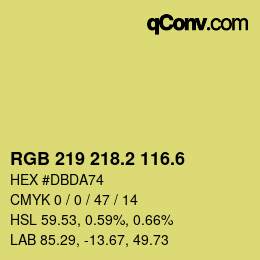 カラーコード: RGB 219 218.2 116.6 | qconv.com