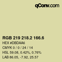 カラーコード: RGB 219 218.2 166.6 | qconv.com