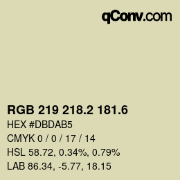 カラーコード: RGB 219 218.2 181.6 | qconv.com