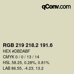 カラーコード: RGB 219 218.2 191.6 | qconv.com