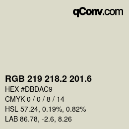 カラーコード: RGB 219 218.2 201.6 | qconv.com
