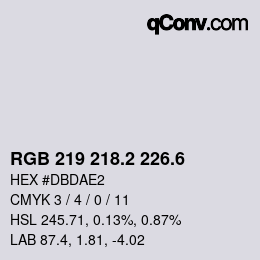 カラーコード: RGB 219 218.2 226.6 | qconv.com