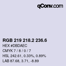 カラーコード: RGB 219 218.2 236.6 | qconv.com