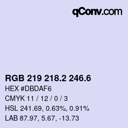 カラーコード: RGB 219 218.2 246.6 | qconv.com