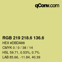 カラーコード: RGB 219 218.6 136.6 | qconv.com