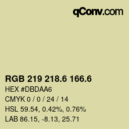 カラーコード: RGB 219 218.6 166.6 | qconv.com