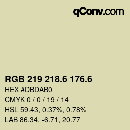 カラーコード: RGB 219 218.6 176.6 | qconv.com