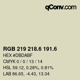 カラーコード: RGB 219 218.6 191.6 | qconv.com