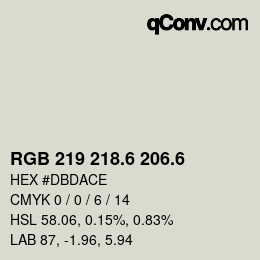 カラーコード: RGB 219 218.6 206.6 | qconv.com