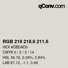 カラーコード: RGB 219 218.6 211.6 | qconv.com