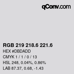 カラーコード: RGB 219 218.6 221.6 | qconv.com