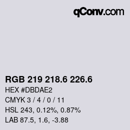 カラーコード: RGB 219 218.6 226.6 | qconv.com