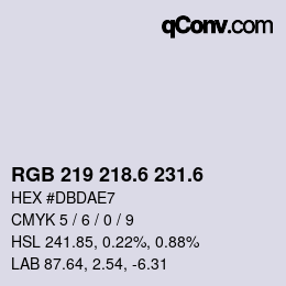 カラーコード: RGB 219 218.6 231.6 | qconv.com