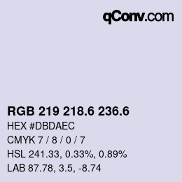 カラーコード: RGB 219 218.6 236.6 | qconv.com