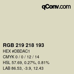 Código de color: RGB 219 218 193 | qconv.com