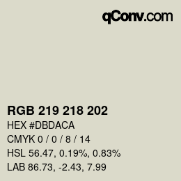 Color code: RGB 219 218 202 | qconv.com